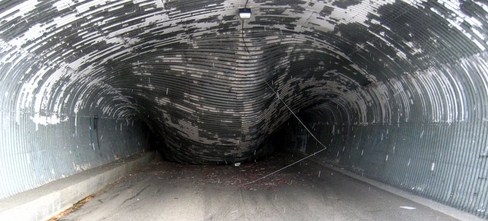 Tunnel routier californien transformé en glotte.