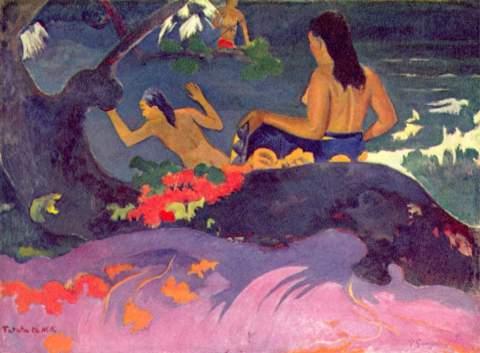 Fatata te Miti - tableau de Paul Gauguin. Lien Wikipedia sur l'image.