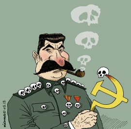 Staline. Caricature par Kichka. Copyright 2013 Kichka. Source : cliquer. 