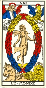 L'arcane XXI (21) du Tarot de Marseille. Le Monde.