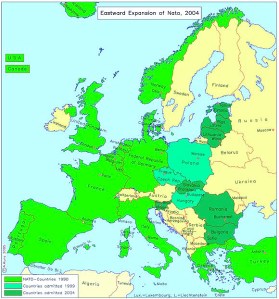 L'agressive expansion de l'Otan vers la Russie. Données de 2004.