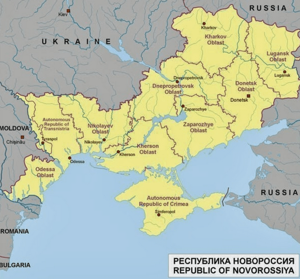 Le projet de Nouvelle Russie ou République de Novorossiya. 